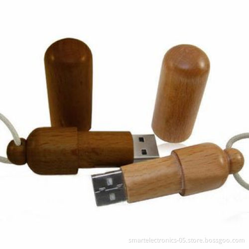 Wooden USB Flash Drive, High Reading and Writing Speed, Free Logo Engraving/Printing, Package
